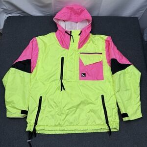 Serac Neon Windbreaker Jacket Mens Large Colorblock 90s Ski Anorak